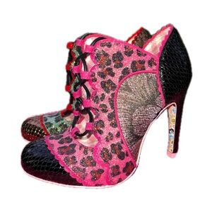 Irregular Choice Limited Edition “Iconic” Leopard Print Mix Match Lace-Up Heels